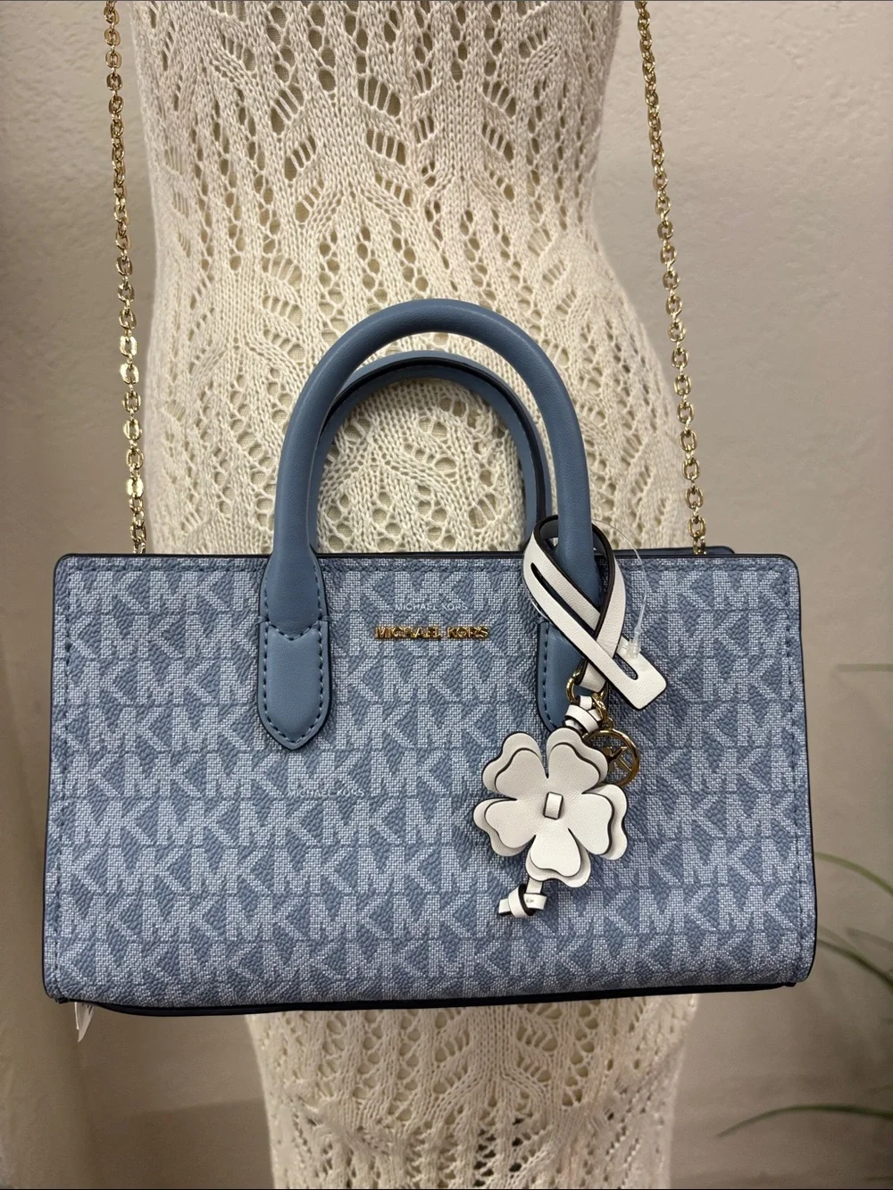 Michael Kors mini Monogram crossbody Chambray blue